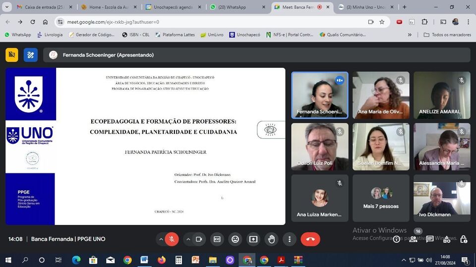 A mestranda Fernanda Schoeninger apresentou a 190ª defesa de dissertação